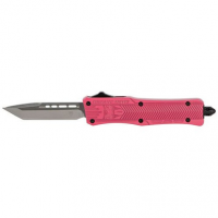 CobraTec Knives SPKCTK1STNS CTK-1 Small 2.75" OTF Tanto Plain D2 Steel Blade/Pink Aluminum Handle Features Glass Breaker Includes Pocket Clip