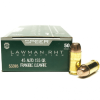 Speer 53395 Lawman Training RHT 45 ACP 155 gr SinterFire Frangible 50 Per Box