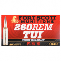 Fort Scott Munitions 260123SCV2 Tumble Upon Impact (TUI) 260 Rem 123 gr Solid Copper Spun 20 Per Box