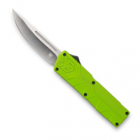 CobraTec Knives ZBGCTLWDNS Lightweight 3.25" OTF Drop Point Plain D2 Steel Blade/Zombie Green Aluminum Handle Includes Pocket Clip