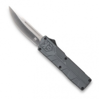 CobraTec Knives GYCTLWDNS Lightweight 3.25" OTF Drop Point Plain D2 Steel Blade/Gray Aluminum Handle Includes Pocket Clip