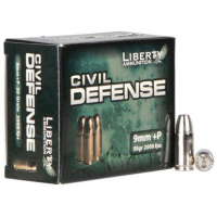 Liberty Ammunition LACD09014 Civil Defense 9mm Luger +P 50 gr Hollow Point (HP) 20 Bx/ 50 Cs