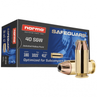 Norma Ammunition 801407727 Safeguard 40 S&W 180 gr Jacketed Hollow Point 50 Per Box