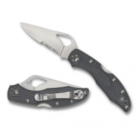 Spyderco BY04PSBK2 Byrd Meadowlark 2 Lightweight 2.87" Folding Drop Point Part Serrated 8Cr13MoV SS Blade FRN Black Handle