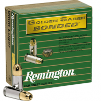 Remington Ammunition 29343 Golden Saber Bonded 9mm Luger 147 gr Brass Jacket Hollow Point (BJHP) 20 Bx Ammunition