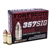 Fort Scott Munitions 357SIG095SCV Tumble Upon Impact (TUI) 357 Sig 95 gr Solid Copper Spun 20 Per Box