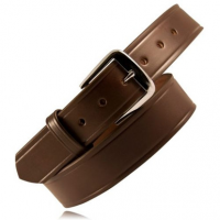 Boston Leather Size 56 Brown Belt, 1.5" Wide, 10-12oz, 100% Full Grain Leather, 7 hole sizing options with silver buckle - 6582-BRN-1-56