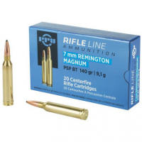 PPU Standard Rifle 7mm Rem Mag 140 gr Pointed Soft Point Boat-Tail (PSPBT) - PP7RM1