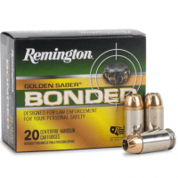 Remington Golden Saber Defense 45 ACP +P 185 gr Brass Jacket Hollow Point Handgun Ammo