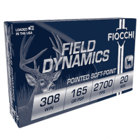 Fiocchi 308D Field Dynamics 308 Win 165 gr Pointed Soft Point (PSP) 20 Per Box