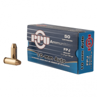 PPU Handgun 10mm Automatic 170 GR Flat Point Jacketed 50 Bx