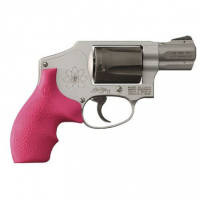 Hogue 61007 Rubber Bantam with Finger Grooves Grip S&W J Frame w/Round Butt Pink