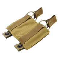 TACSHIELD (MILITARY PROD) T3607CY Speed Load Double Pistol Mag Pouch Coyote 1000D Nylon