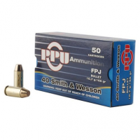 PPU PPH40F Handgun 40 S&W 165 gr Flat Point Jacketed (FPJ) 50 Bx/ 10 Cs 2