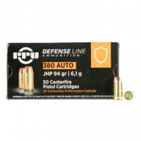 PPU PPD380A Defense 380 ACP 94 gr Jacketed Hollow Point (JHP) 50 Bx/ 20 Cs