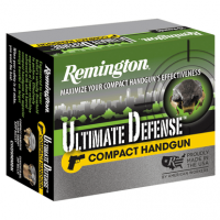 Remington Ammunition 28963 Ultimate Defense Compact Handgun 9mm Luger 124 gr Brass Jacket Hollow Point Ammo