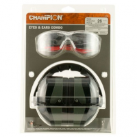 Champion Targets 40622 Eyes & Ears Combo 26 dB Over the Head Passive Muff & Shooting Glasses Black/Gray