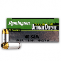 Remington Ultimate Defense Full Size Handgun 40 S&W 180 gr Brass Jacket Hollow Point Ammo