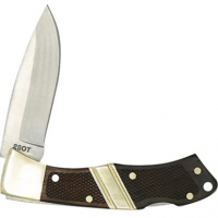 Old Timer Mountain Beaver Jr. 2.50" Folding Drop Point Plain Mirror Polished 9Cr18MoV SS Blade, Brown Wood/Silver Nickel Handle with Sheath - 1181069