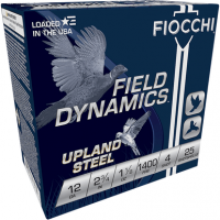 Fiocchi Field Dynamics Upland Steel 12 Gauge 2.75" 1 1/8 oz 4 Shot 25 Per Box