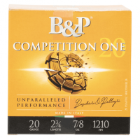 B&P 20B78CP8 Competition ONE 20 Gauge 2.75" 7/8 oz 8 Shot 25 Per Box/ 10 Cs