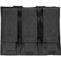 NcSTAR Triple Pistol Mag Pouch Holds Three Double Stack Mags Synthetic Fabric MOLLE Compatible Black