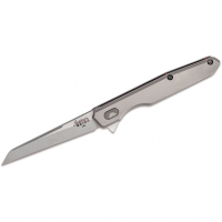 Southern Grind SG08050011 Quill 3.50" Folding Tanto Plain Stonewashed S35VN SS Blade, Silver Titanium Handle