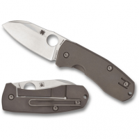 Spyderco C158TIP2 Techno 2 2.52" Folding Sheepsfoot Plain CTS XHP Steel Blade/Matte Stonewashed Titanium Handle