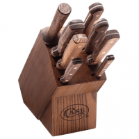 Case 10249 Household Cutlery Set Plain/Serrated Satin Tru-Sharp SS Blade Walnut Handle 9 Piece