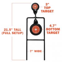 Champion Targets Gong Spinner Target 3" Top Target / 4.7" Bottom Target Black/Orange Steel Bullseye Standing - 40875