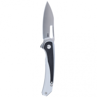 CRKT Padawan 3.01" Folding Wharncliffe Knife with Brushed Satin 14C28N Steel Blade and Stainless Steel Handle with G10 Black Overlays - 6075