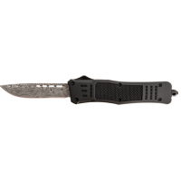 Steel River Knives Spartan Knife, 3.25" Drop Point Plain Laser Etched Damascus 440C SS Blade/4.50" Black Aluminum Zinc Alloy Handle Medium - T618BDDP