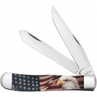 Case Patriot Trapper Knife, 3.24"/3.27" Folding Clip Point/Spey Red/White/Blue Red/White Mirror Polished Tru-Sharp SS Blade Smooth Synthetic Handle - 10647