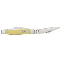 Case Yellow Synthetic Stockman Knife, 3.30" / 2.30" / 2.20" Folding Clip Point/Spey Plain Tumble Polish Carbon Steel Blade/Smooth Yellow Synthetic Handle - 00203