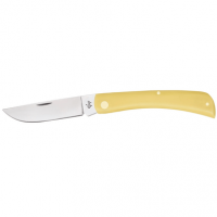 Case Yellow Synthetic Sod Buster Knife, 3.70'' Folding Skinner Plain Tumble Polish Carbon Steel Blade/Smooth Yellow Synthetic Handle - 00038