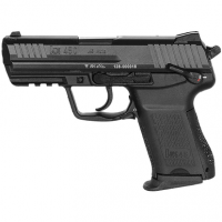 HK HK45C V1 Pistol, 3.94" Black Polygonal Rifled Barrel Black Serrated Steel Slide Black Polymer Frame w/Picatinny Rail Black Interchangeable Backstrap Grip Ambidextrous 8+1rd Compact Frame 45 ACP - 81001111