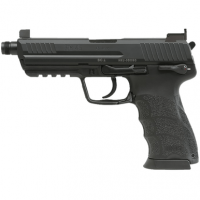 HK HK45 V1 Pistol, 4.46" Black Threaded Barrel Black Cerakote Serrated Steel Slide Black Polymer Frame w/Picatinny Rail Ambidextrous 10+1rd .45 ACP - 81001117