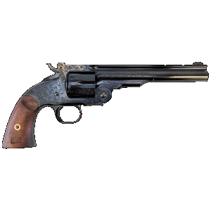 Taylors & Company 550644 Top Break Schofield 45 Colt (LC) 6rd 7" Blued Engraved Steel Walnut Grip