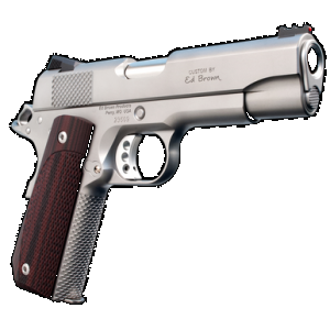 Ed Brown KC18SS 1911 Kobra Carry Serrated Frame 45 ACP 7+1 4.25" Stainless Recessed Crown Barrel, Matte Stainless Serrated Steel Slide & Frame, Laminate Wood Grip, Right Hand
