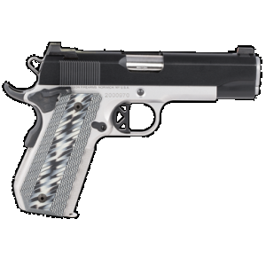Dan Wesson 01825 V-Bob 45 ACP 8+1 4.25" Stainless Match Grade Barrel, Blued Serrated Stainless Steel Slide, Stainless Steel Frame w/Beavertail, Black/Gray G10 Grip, Ambidextrous