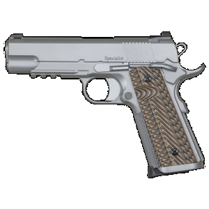 Dan Wesson 01809 Specialist Commander 45 ACP 8+1 4.25" Stainless Steel Barrel, Bead Blasted Serrated Stainless Steel Slide & Frame w/Beavertail & Picatinny Rail, Black/Brown G10 Grip, Ambidextrous