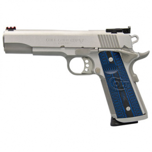 Colt Mfg O5070XE Gold Cup Trophy 45 ACP 8+1 5" Steel Barrel, Stainless Steel Serrated Slide & Frame w/Beavertail, Competition Blue G10 Grips, Ambidextrous