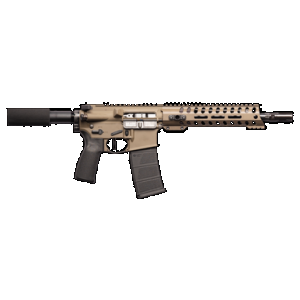Patriot Ordnance Factory 01803 Minuteman Direct Impingement 5.56x45mm NATO 30+1 10.50" Black Nitride Barrel, Patriot Brown Rec, Black Buffer Tube Stock & Grip