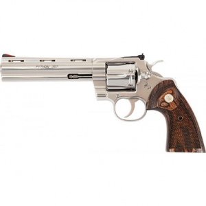 Colt Mfg PYTHONSP6WTS Python 38 Special/357 Mag 6 Shot 6" Stainless Vent Recessed Target/Vent Rib Barrel, Cylinder & Frame, Walnut w/Colt Medallion Grip
