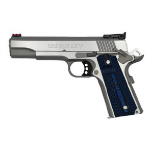 Colt Mfg O5072GCL Gold Cup Lite 9mm Luger 8+1 5" Stainless National Match Barrel, Stainless Steel Serrated Slide, Stainless Steel Frame w/Beavertail, Blue Scalloped G10 Grip, Ambidextrous