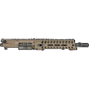 Patriot Ordnance Factory Minuteman Complete Upper 5.56x45mm NATO 10.50" Black Nitride Barrel Aluminum Patriot Brown Receiver 9" M-LOK Handguard Lo Pro DI Gas Block (Mid Length)