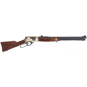 Henry Side Gate 360 Buckhammer 5+1 20" Blued Barrel, Polished Brass Rec, American Walnut Furniture, Adj. Sights