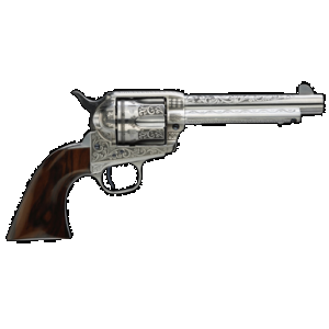 Taylors & Company 550898 1873 Cattleman 45 Colt (LC) Caliber with 5.50" Barrel, 6rd Capacity Cylinder, Overall White Photo Engraved Finish Steel & Walnut Grip