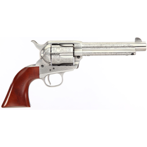 Taylors & Company 550927DE 1873 Cattleman 45 Colt (LC) Caliber with 5.50" Barrel, 6rd Capacity Cylinder, Overall White Floral Engraved Finish Steel, Walnut Navy Size Grip & Overall Taylor Polish