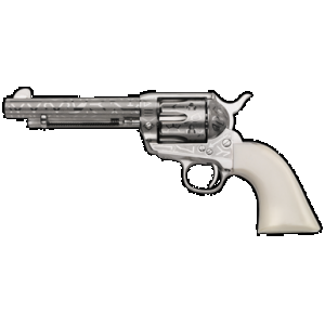 Taylors & Company 200061 1873 Cattle Brand 45 Colt (LC) Caliber with 5.50" Barrel, 6rd Capacity Cylinder, Overall Nickel-Plated Engraved Finish Steel & Ivory Synthetic Grip
